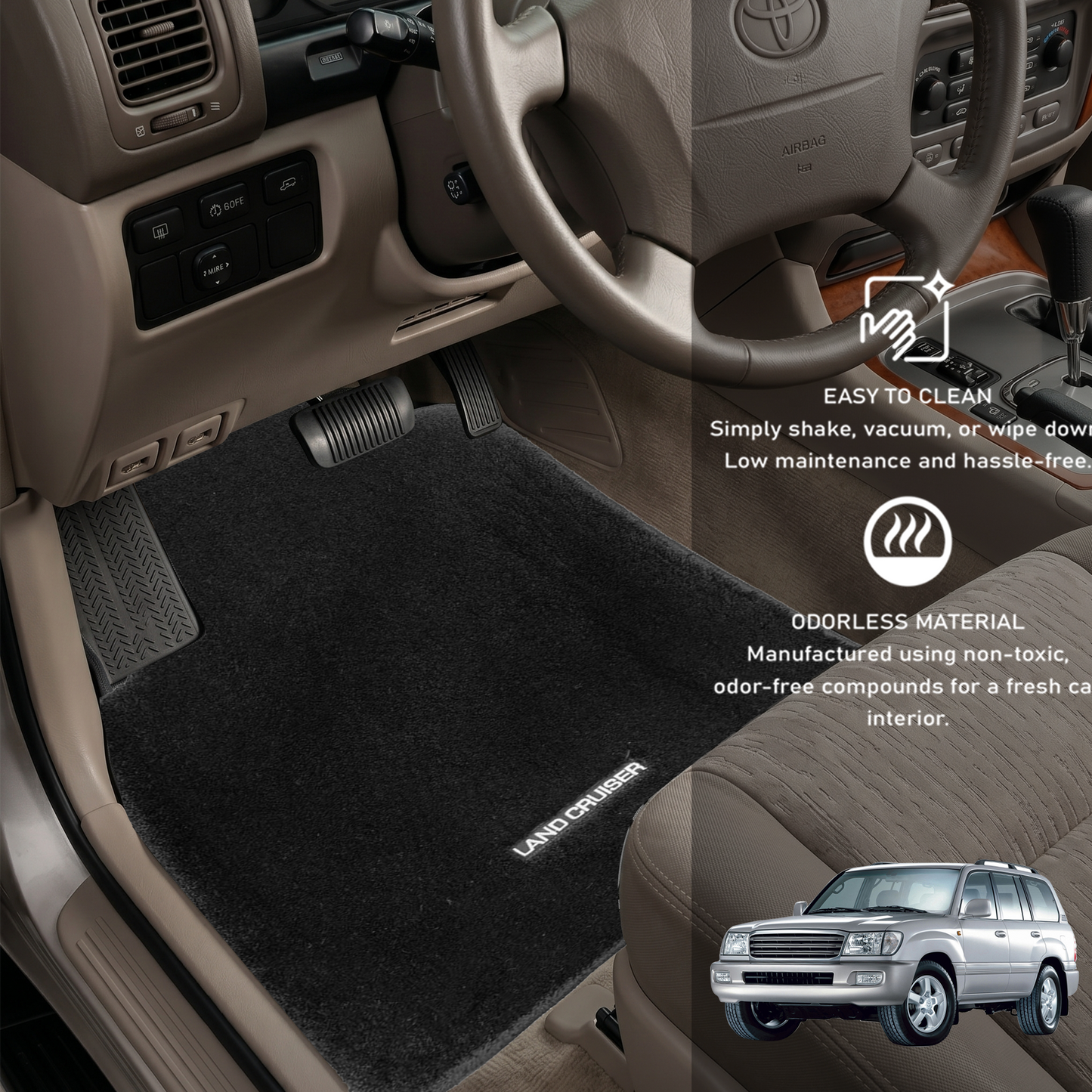 Toyota LC 1998-2007 Custom Car Floor Mats – High Quality OEM Fit & Heavy Duty