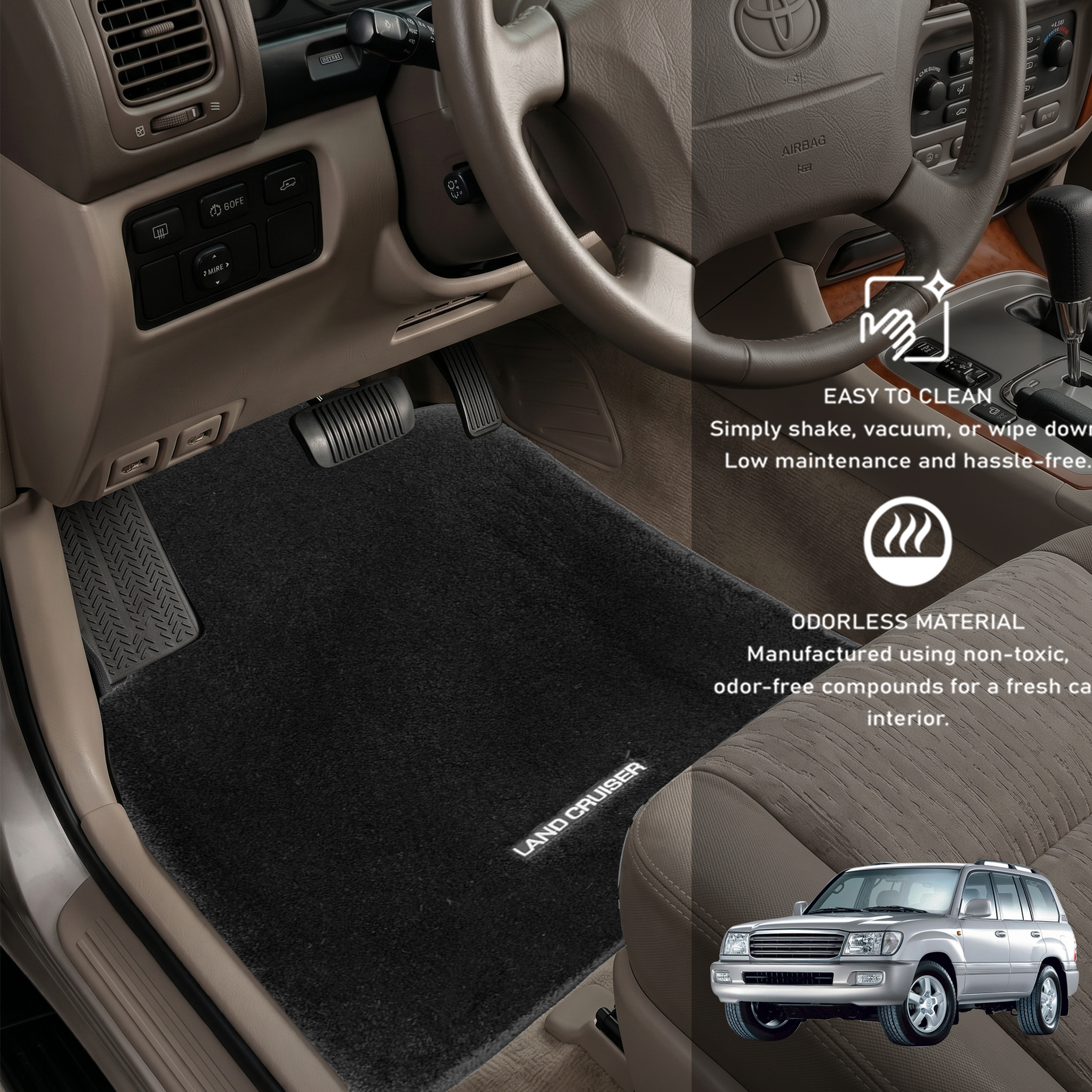 Toyota LC 1998-2007 Custom Car Floor Mats – High Quality OEM Fit & Heavy Duty